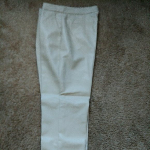J.Crew KATE STRAIGHT LEG PANT IN FAUX LEATHER, Size 10, Color BONE - Picture 1 of 14